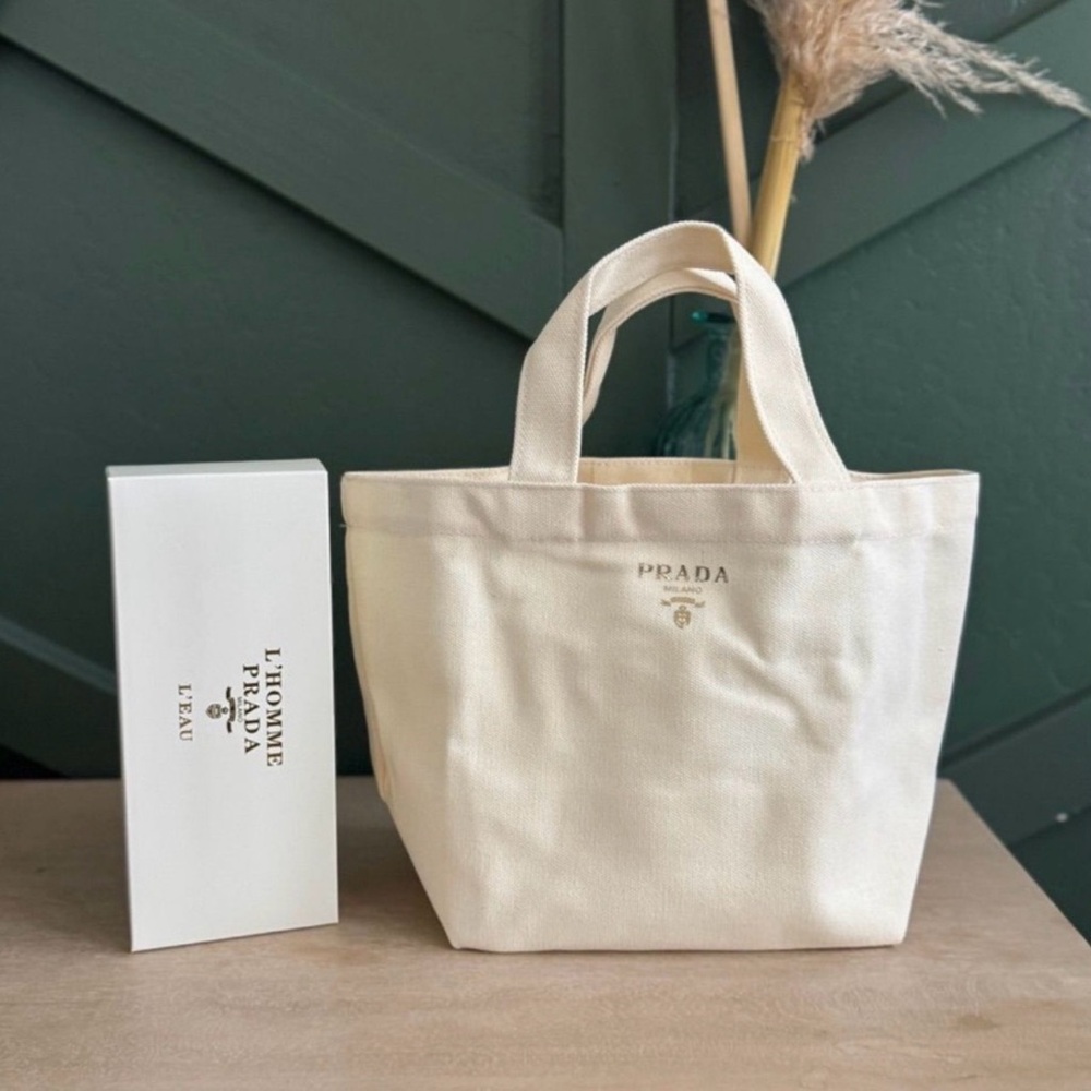 Prada Ivory Canvas Tote Bag